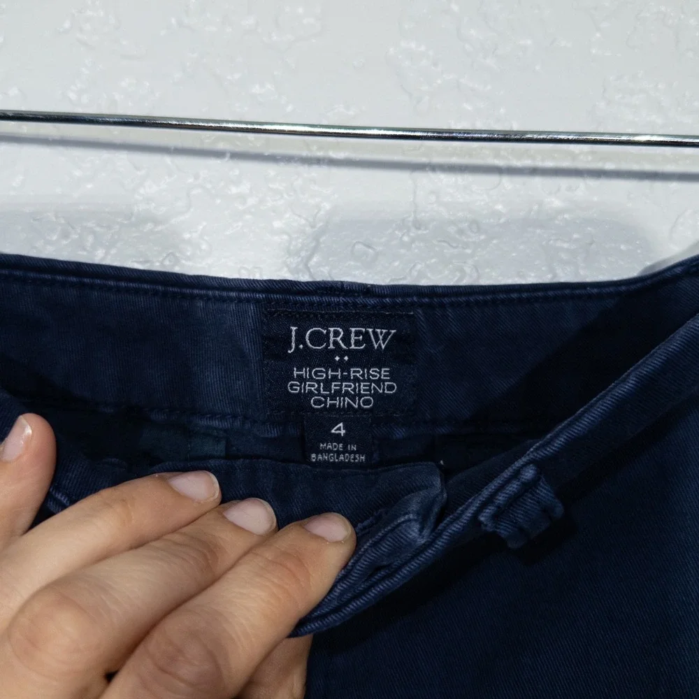 J. Crew Navy Blue High-Rise Girlfriend Chino Pants Size‎ 4